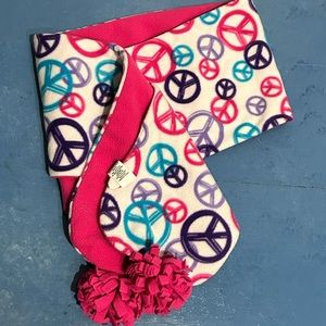 cozy peace themed fleece scarf